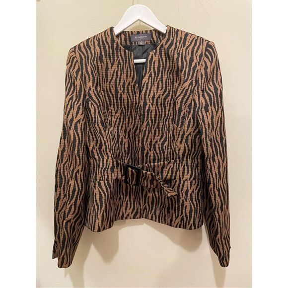Liz Claiborne animal print long sleeve belted Y2K blazer suit jacket size 8 - Picture 12 of 12